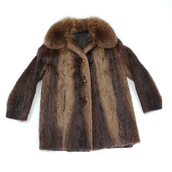 Vintage Jackets & Blazers - SOLD Vintage beaver fur coat Medium peacoat retro
